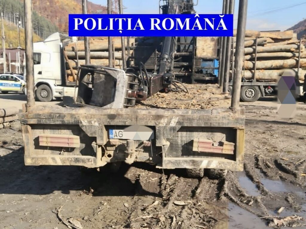 Transporturi ilegale de lemne, camion confiscat în Argeș