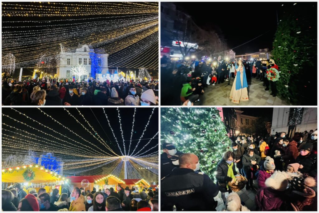 Video: Feerie de lumini în Pitești. S-a deschis târgul de Crăciun!