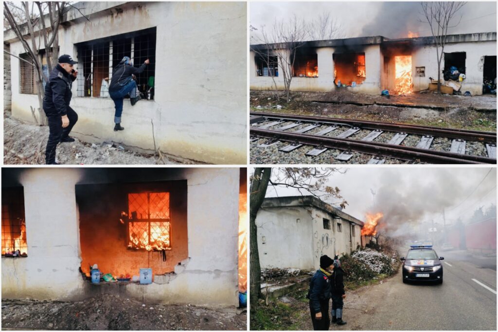 Incendiu violent la Pitești, două persoane scoase din flăcări