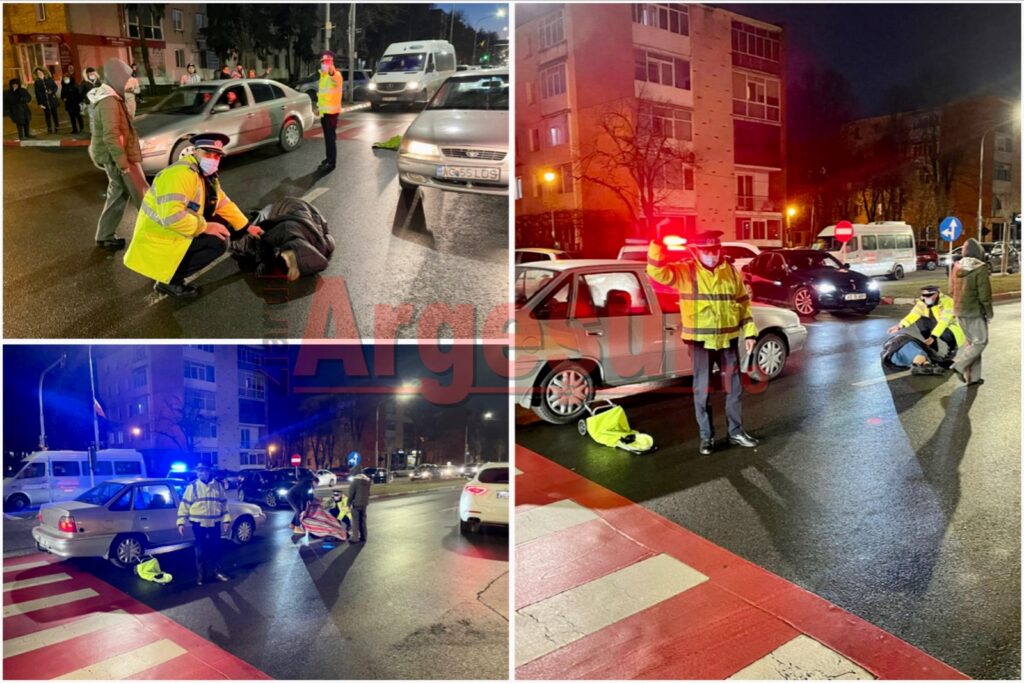 Bătrâna din Pitești lovită de șoferiță pe marcaj a ajuns la spital