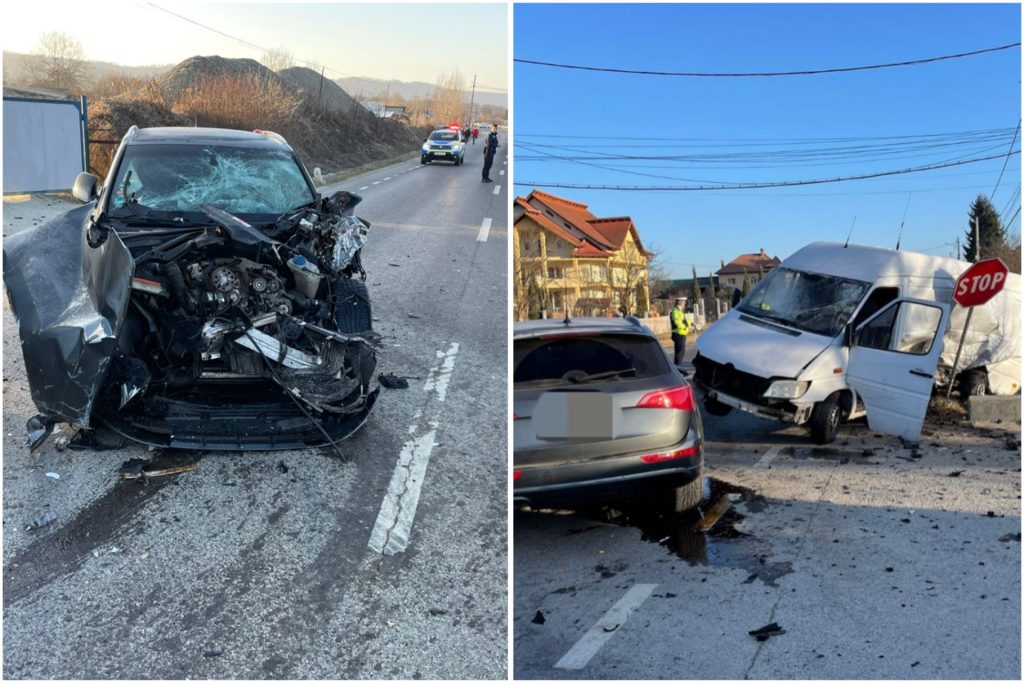 Accident la Mihăești: mașină distrusă, șofer rănit la picior