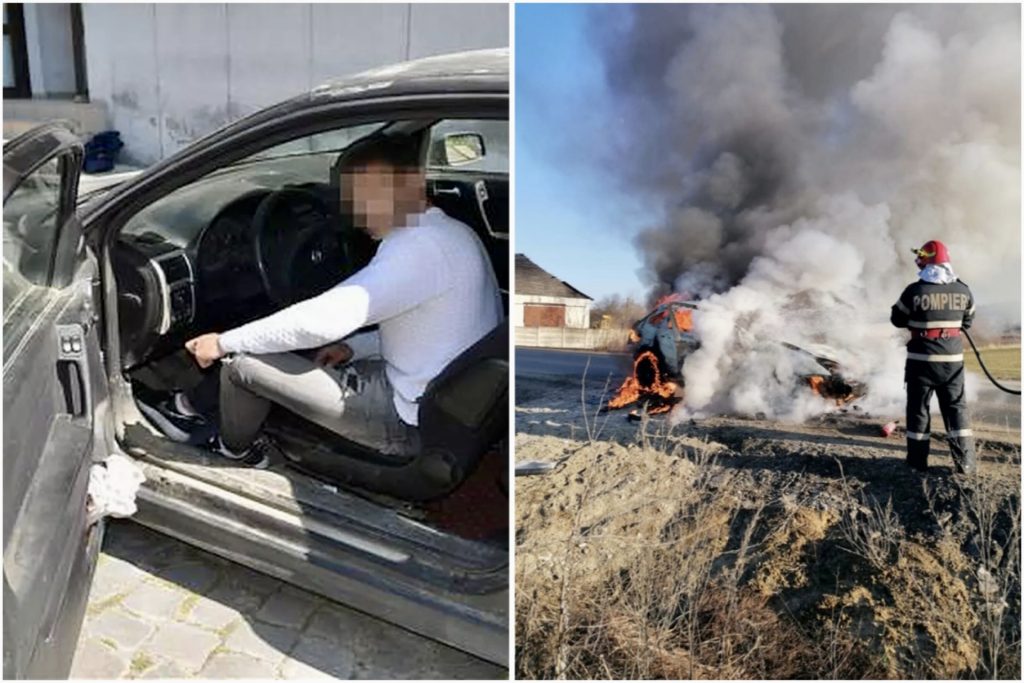 Argeș: Doi tineri au furat o mașină, după care i-au dat foc!