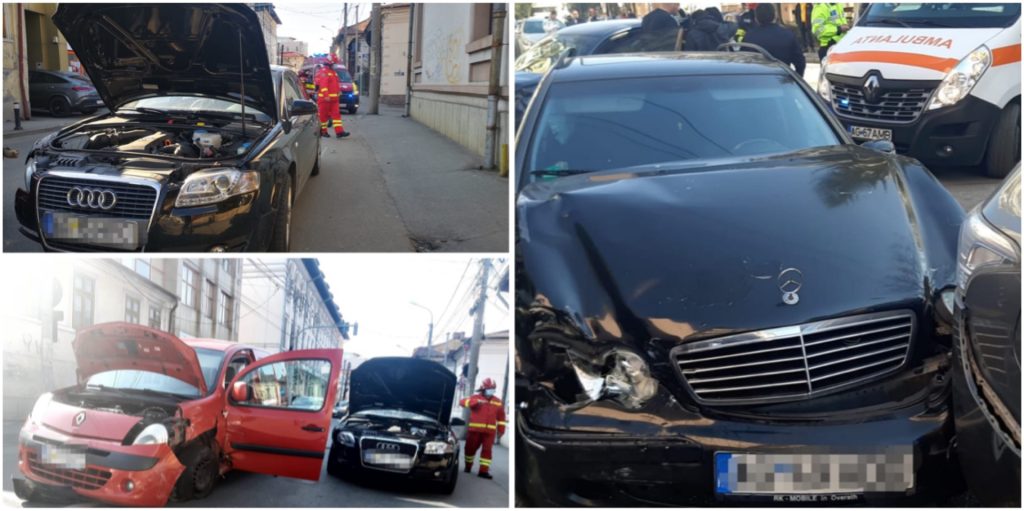 Două accidente s-au produs acum în Pitești, bolizi avariați