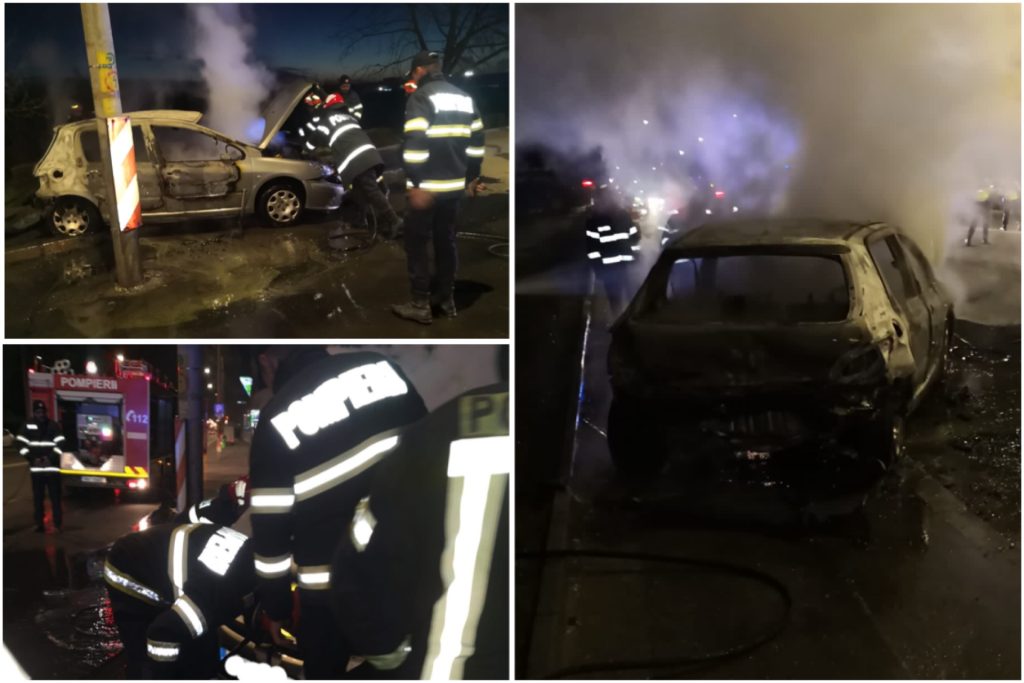 Gest extrem! A dat foc unei mașini într-o parcare din Pitești