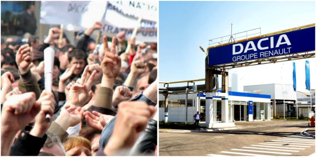 Uzina Dacia, protest cu peste 500 de angajați: “Cei mai prost plătiți”
