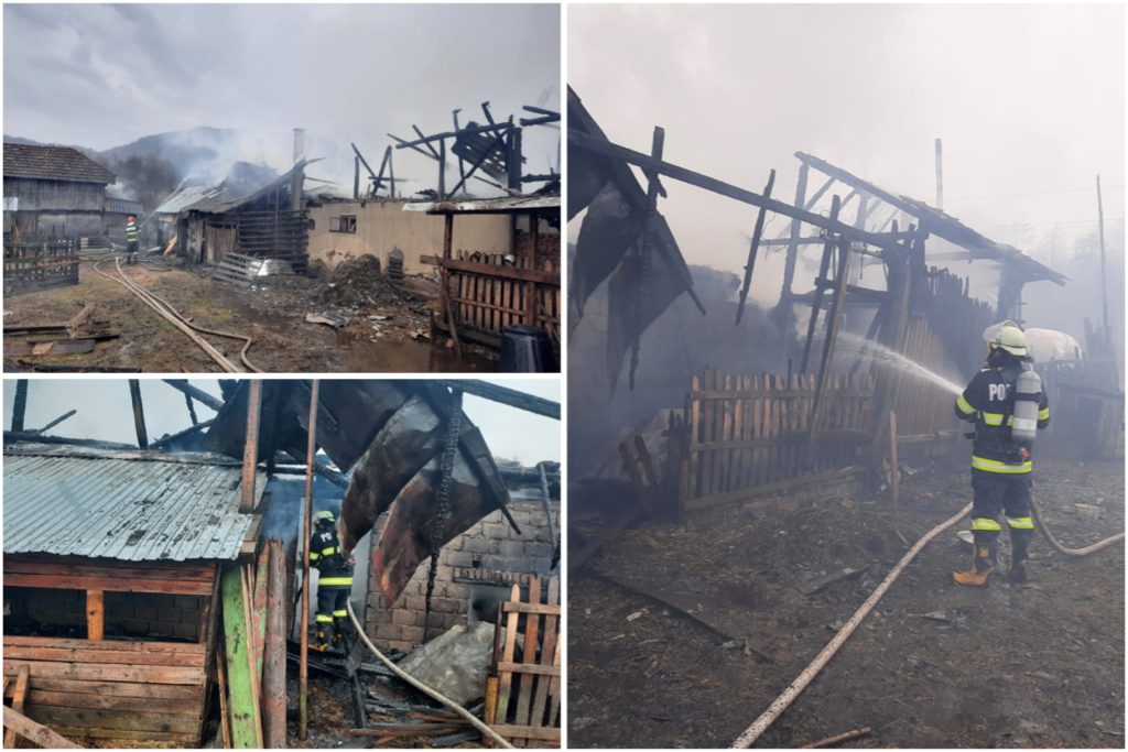Un fânar și două case au fost înghițite de flăcări în Argeș