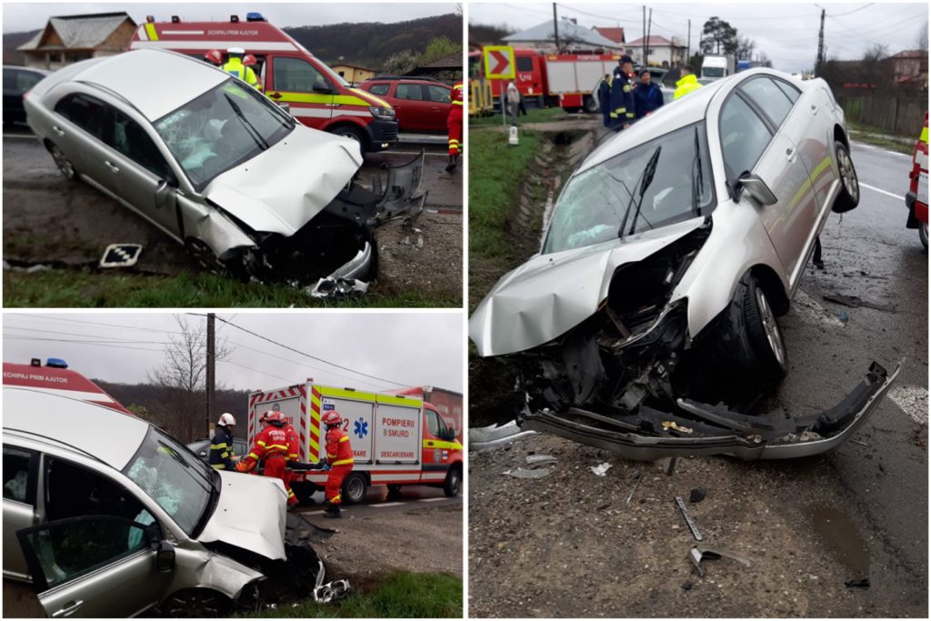Accident acum la Drăganu, a intrat cu mașina într-un cap de pod