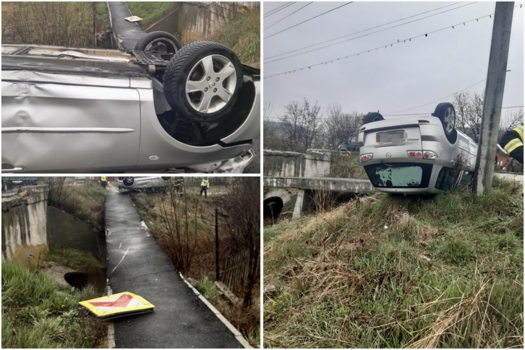 Accident cu victimă, mașină răsturnată la Drăganu