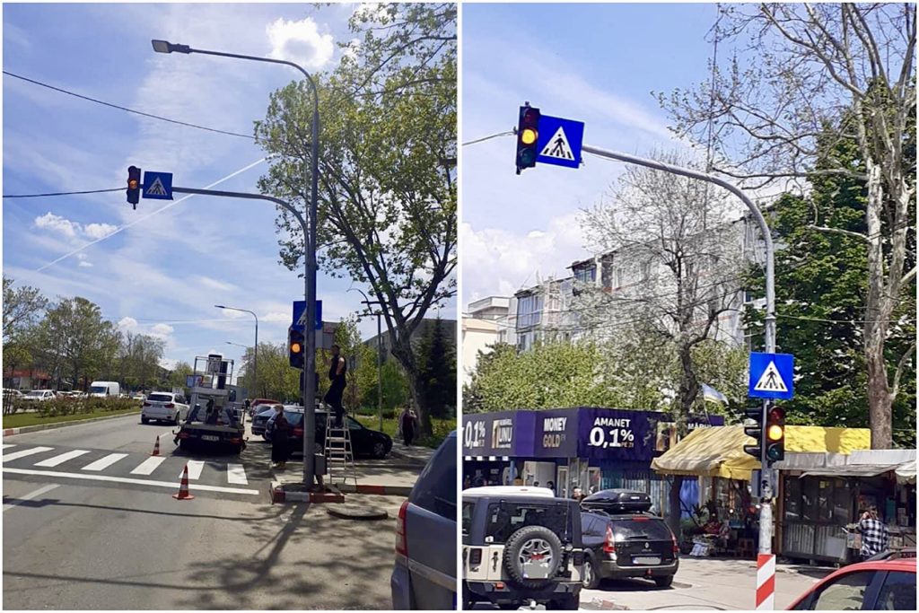 Un nou semafor cu buton în Pitești