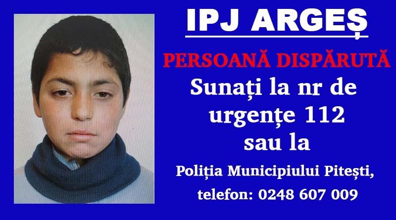 Băiat de 16 ani, dispărut fără urmă în Argeș