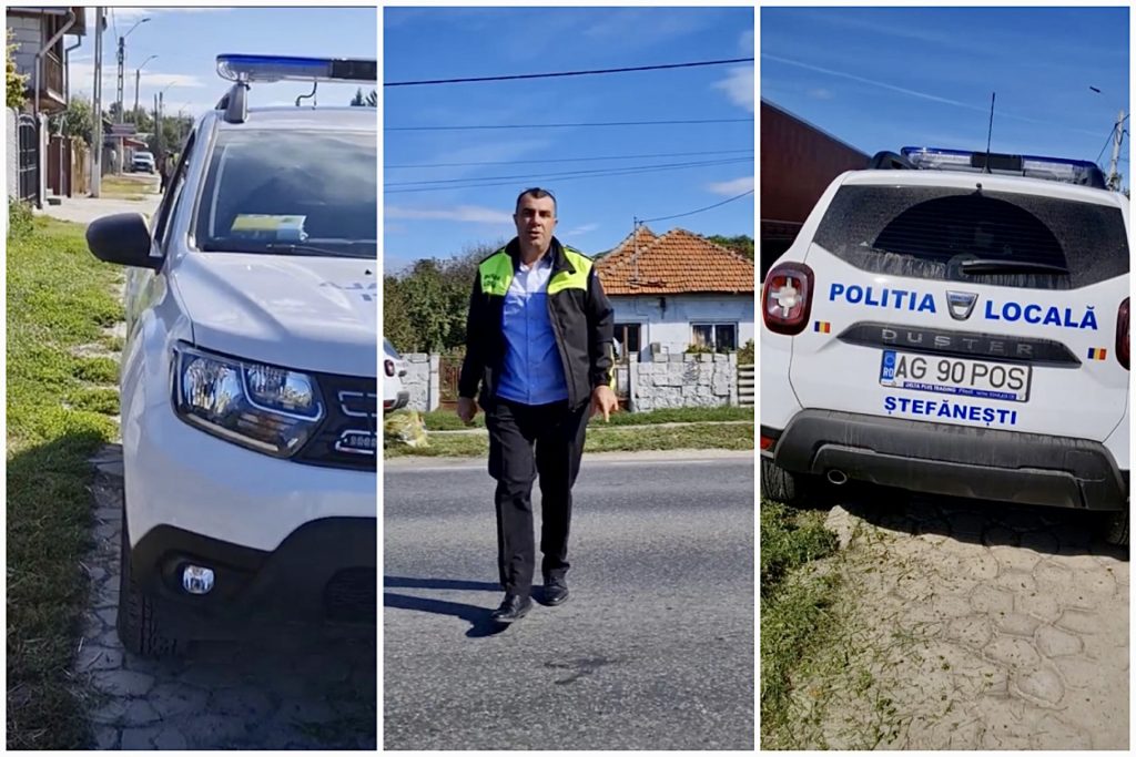 Polițist local din Ștefănești, gafa zilei. A blocat aleea pietonală