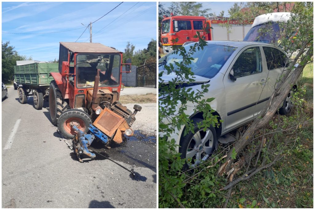Argeș: Accident între un tractor și un autoturism