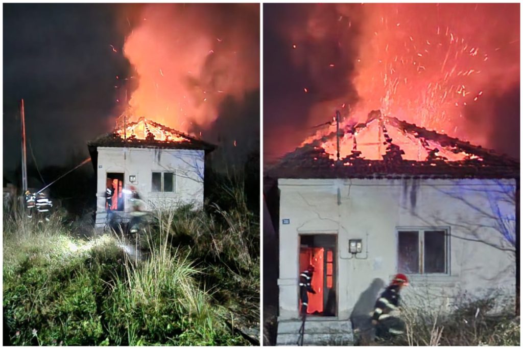 O altă casă distrusă de flăcări în Argeș