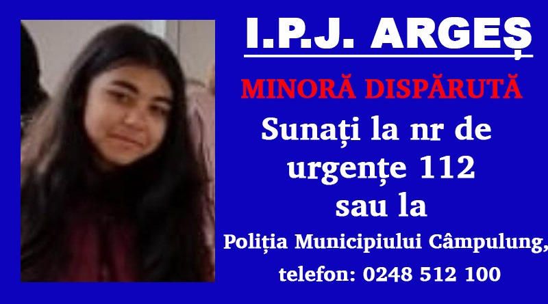 Argeș: O fetiță de 13 ani, dată dispărută