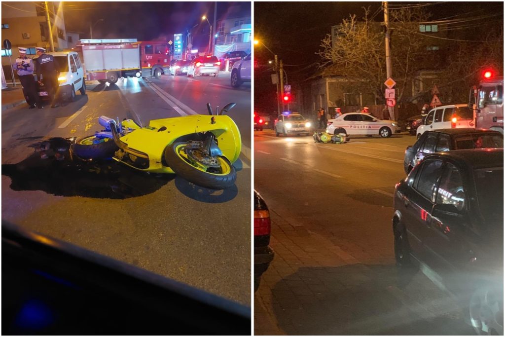 Accident între o motocicletă și un autoturism la Pitești