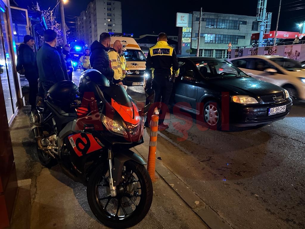 Accident între un autoturism și o motocicletă în Pitești