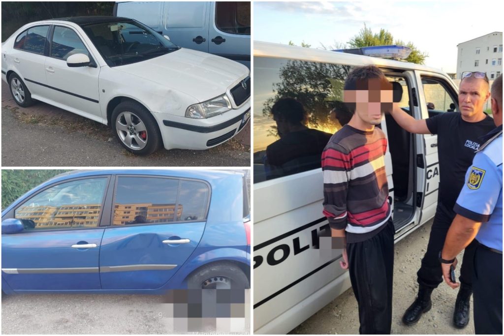 Pitești: Tânăr surprins de polițiștii locali în timp ce avaria mașini