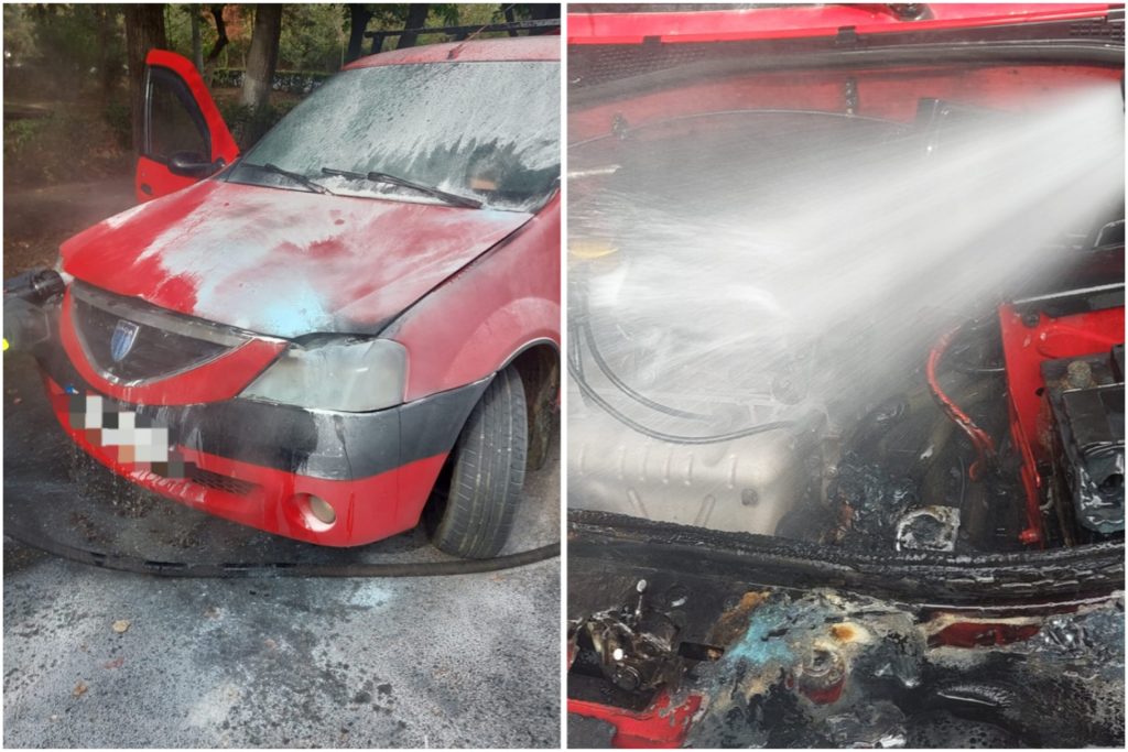 O mașină a luat foc în Pitești!