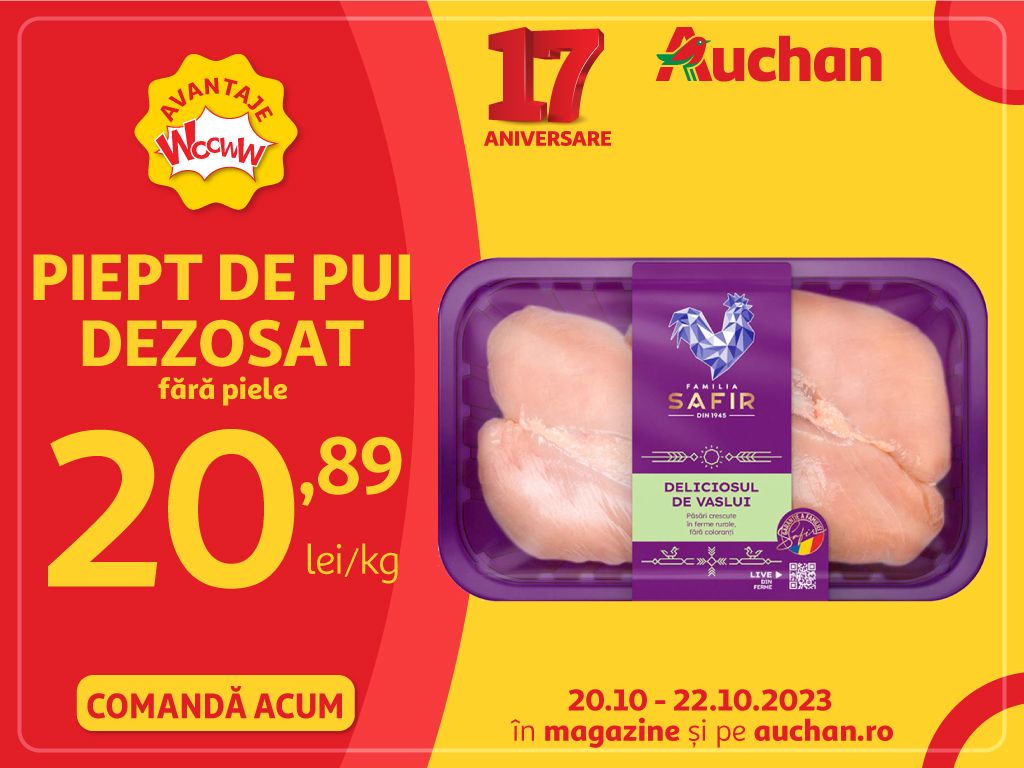 În acest weekend Auchan te așteaptă cu super oferte la piept de pui și articole de gătit!