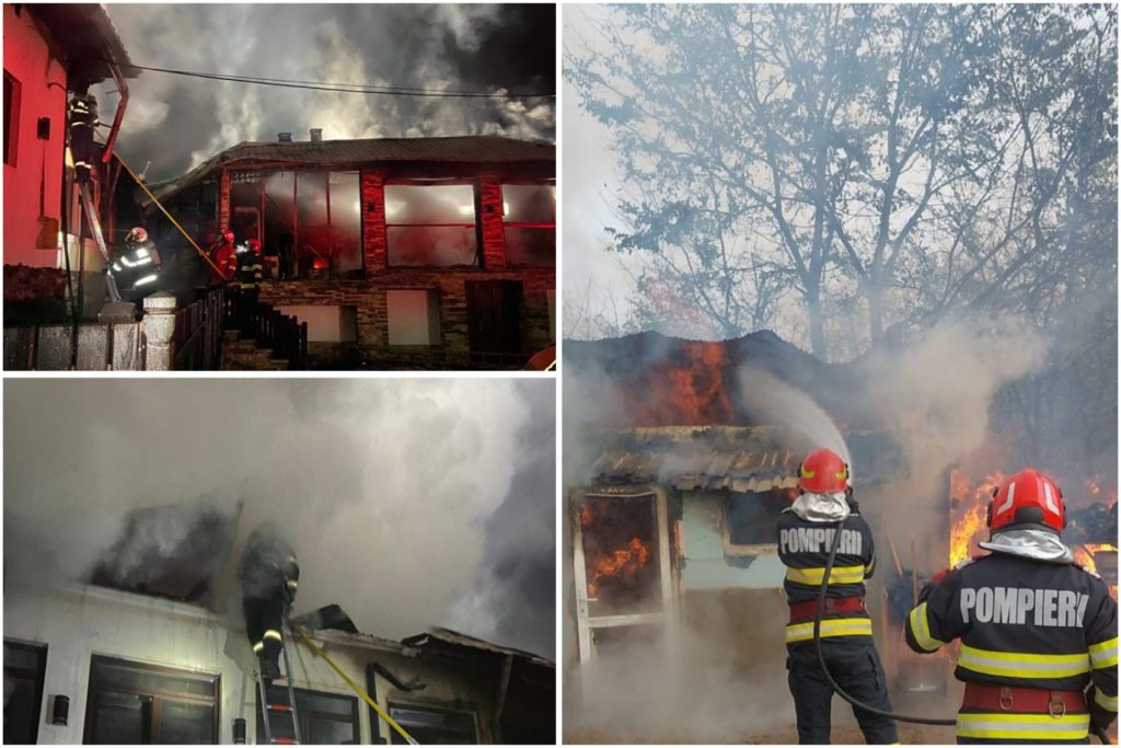 Două case distruse de flăcări în Argeș. Un incendiu a pornit din cauza unei țigări