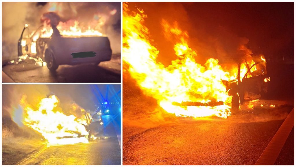 Momente de groază pe Autostrada A1, la km. 97. A luat foc!