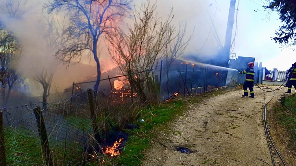 Flăcări violente în Argeș. Două proprietăți au luat foc