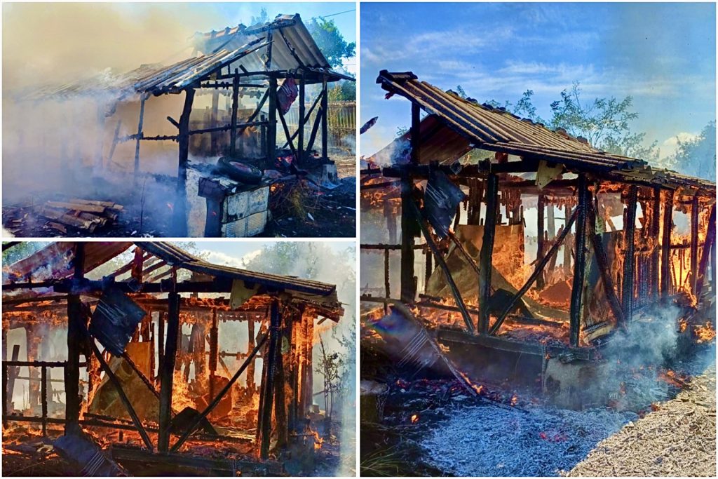 Gospodărie distrusă de flăcări în județul Argeș