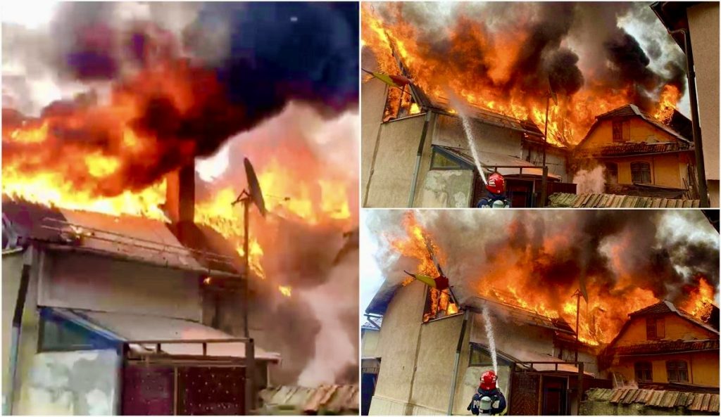 Incendiu puternic în Argeș. Pompierii se luptă cu flăcările