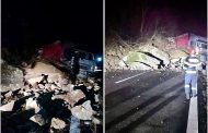 Accident pe DN 7, Valea Oltului! Trafic blocat, stânci căzute peste un tir