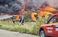 Incendiu de vegetație uscată pe Autostrada A1, la km 107
