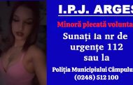 Minoră de 17 ani, plecată voluntar de la domiciliul din Câmpulung