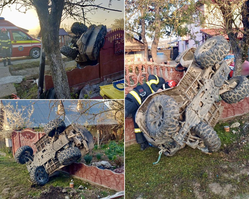 Poza pentru articolul Argeș: ATV făcut zob într-un gard! Nu are permis și a refuzat probele biologice