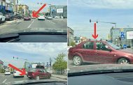 Tupeu fantastic în centrul Piteștiului! Manevră periculoasă la semafor