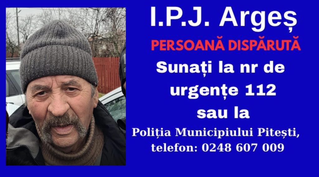 Poza pentru articolul Alertă în județul Argeș! Bărbat căutat de polițiști