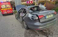 Container căzut peste o mașină, între Tigveni și A1! Patru persoane au fost rănite în urma impactului